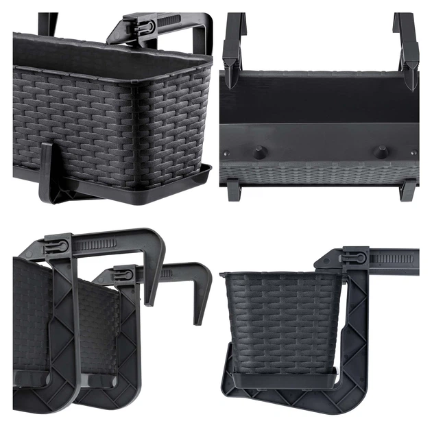 Балконний горщик з ручками Kadax Castro K8207 3 шт. Антрацитовий - зображення 5