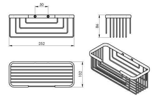 Półka prysznicowa Gedy 252 x 86 x 102 mm Czarny mat (8003341091067) - obraz 2