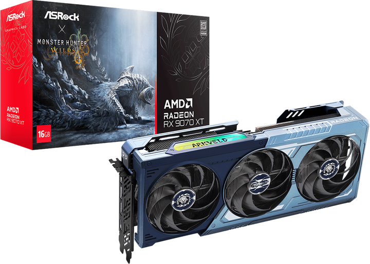 Karta graficzna ASRock PCI-Ex RX9070XT Monster Hunter Wild 16GB GDDR6 (256bit) (2970/20000) (1 x HDMI, 3 x DisplayPort) (RX9070XT MH 16G) - obraz 6