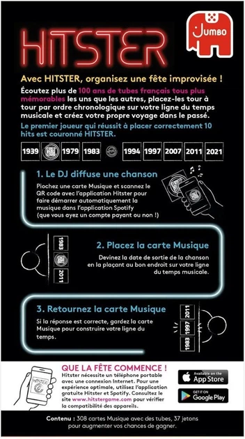 Gra planszowa Jumbo Hitster 100% Chansons francaises (edycja holenderska) (8710126199541) - obraz 3