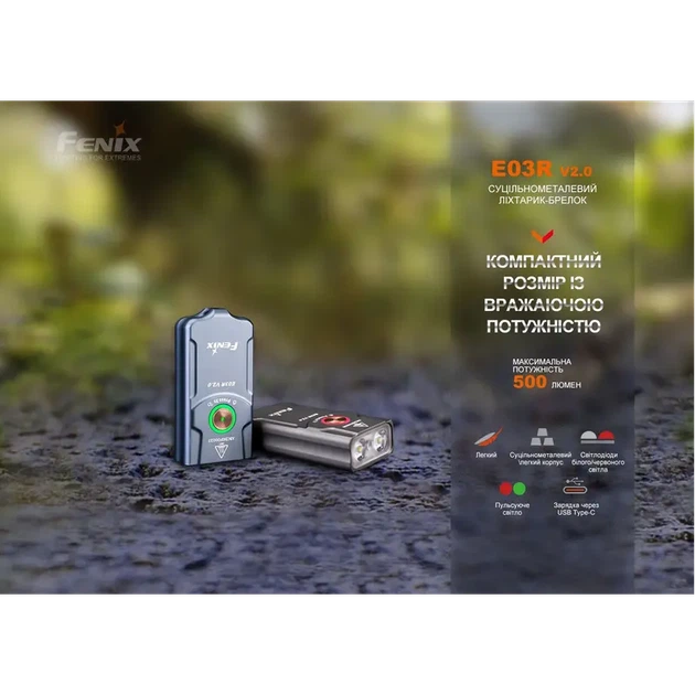 Ліхтар наключний Fenix E03R V2.0. Синій - зображення 5