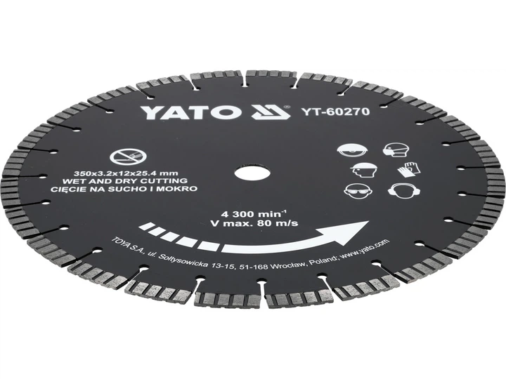 Диск для різання Yato YT-60270 бетону бордюрів 350 мм отвір 25.4 мм (5906083119415) - зображення 3