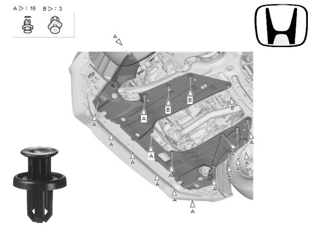 Кліпса бампера, підкапотного пластика, захисту днища Honda, Acura, Toyota, Lexus 91505TM8003 - зображення 5