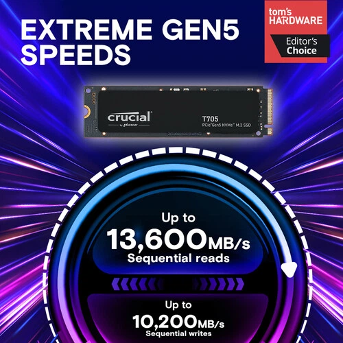 Dysk SSD Crucial T705 2TB PCIe Gen5 x4 NVMe M.2 SSD (CT2000T705SSD3) (2513E9B31902) - Outlet - obraz 2