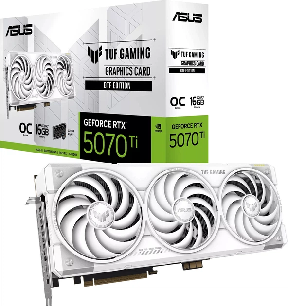 Відеокарта ASUS PCI-Ex GeForce RTX 5070 Ti TUF Gaming BTF White OC Edition 16GB GDDR7 (256bit) (2610/28000) (2 x HDMI, 3 x DisplayPort) (TUF-RTX5070TI-O16G-BTF-WHITE) - зображення 10