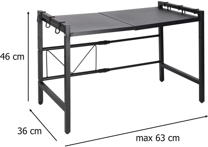 Półka kuchenna KIK nad mikrofalówkę Metalowa z 6 wieszakami Czarna (5903039768697) - obraz 8