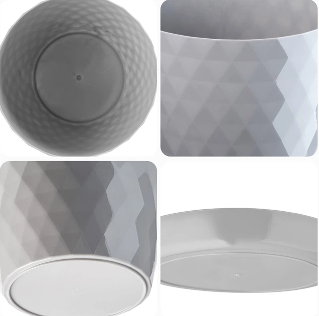 Doniczka na kwiaty z podstawką Kadax Amily 25 cm 3 szt. Szara (K8155) - obraz 3