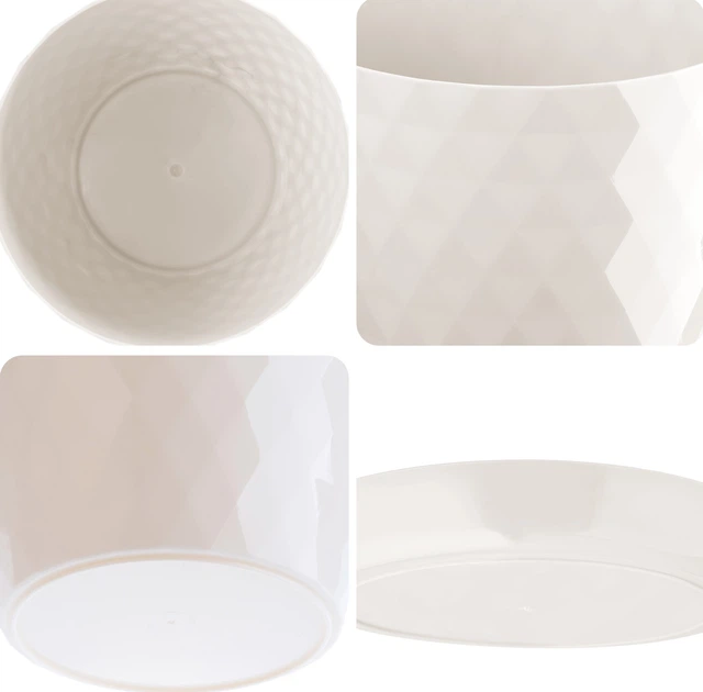 Doniczka na kwiaty z podstawką Kadax Amily 30 cm 3 szt. Kremowa (K8161) - obraz 3