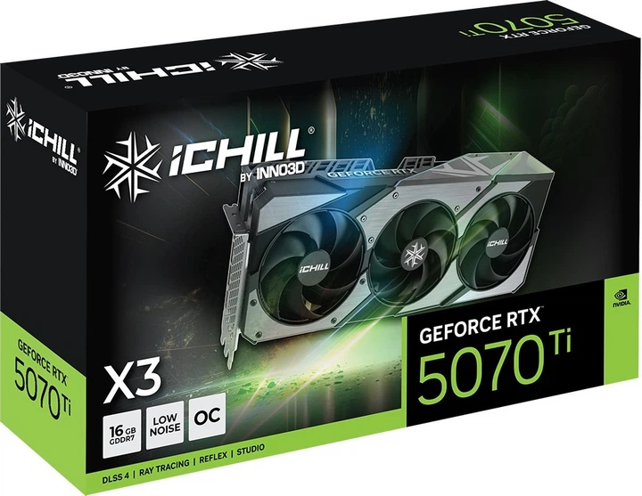 Karta graficzna INNO3D PCI-Ex GeForce RTX 5070 Ti iCHILL X3 16GB GDDR7 (256 bit) (2512/28000) (HDMI, 3 x DisplayPort) (C507T3-16D7X-176069R) - obraz 3