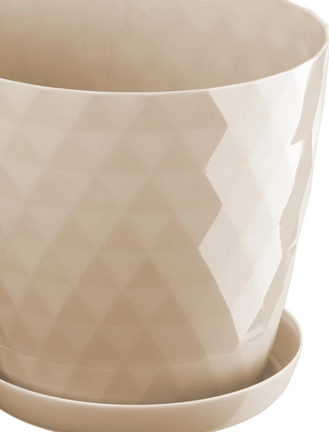 Doniczka na kwiaty z podstawką Kadax Amily 25 cm + 30 cm 2 szt. Kremowa (K8173) - obraz 2