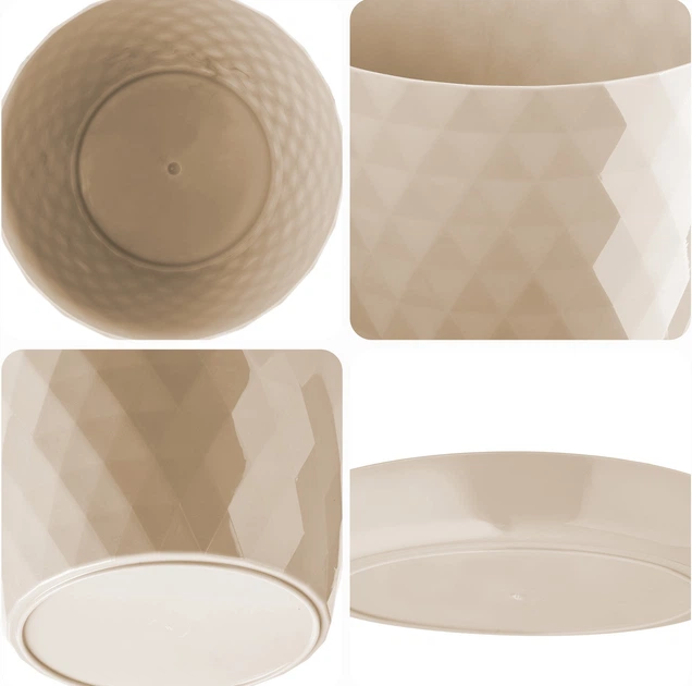 Doniczka na kwiaty z podstawką Kadax Amily 25 cm + 30 cm 2 szt. Kremowa (K8173) - obraz 3