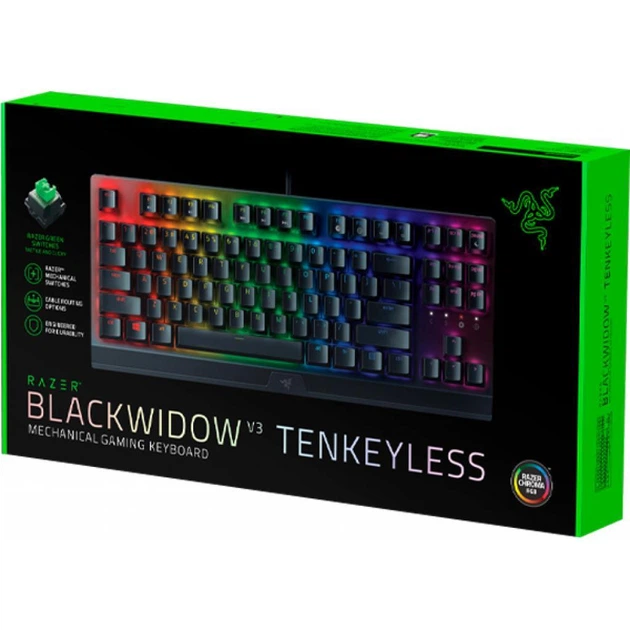Клавіатура Razer BlackWidow V3 TKL Razer Green RU (RZ03-03490700-R3R1) - Фото 2 Клавіатура Razer BlackWidow V3 TKL Razer Green RU (RZ03-03490700-R3R1) - зображення 2
