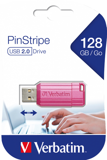 Pendrive Verbatim PinStripe 128 GB USB 2.0 Pink (23942494607) - obraz 3