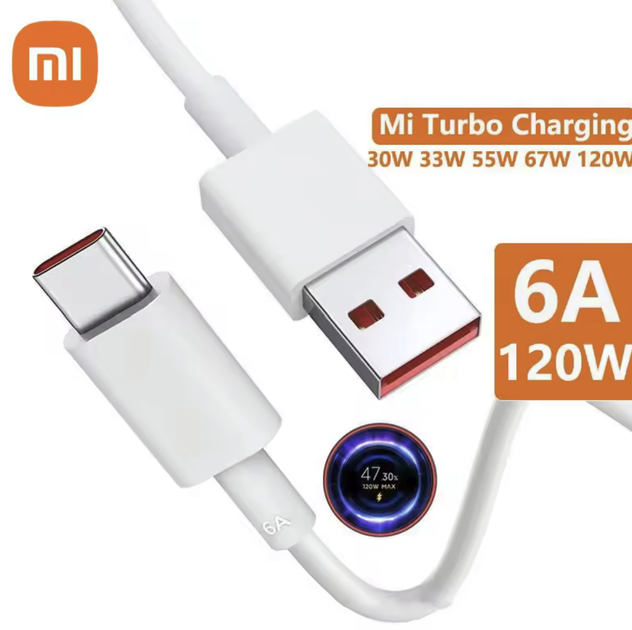 Кабель быстрой зарядки Xiaomi 120W 90W 67W 55W 33W Mi Turbo Charge USB Type-C 6A для Xiaomi Redmi Poco 1 метр - Фото 1 Кабель быстрой зарядки Xiaomi 120W 90W 67W 55W 33W Mi Turbo Charge USB Type-C 6A для Xiaomi Redmi Poco 1 метр - изображение 1