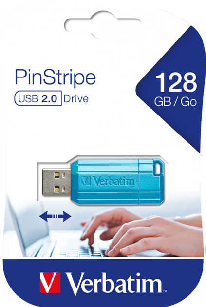 Pendrive Verbatim PinStripe 128 GB USB 2.0 Cyan (23942494614) - obraz 3