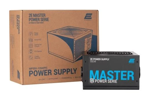 Блок живлення 550 Вт, 2E Master Power, Black, ATX, 80 Plus, Active PFC, 120 мм, 3xMolex / 5xSATA / 2xPCI-E 6+2-pin / 1xMB 20+4-pin / 1xCPU 4+4-pin, захист OVP/SCP/OPP/OCP (2E-MP550-120APFC) - изображение 4
