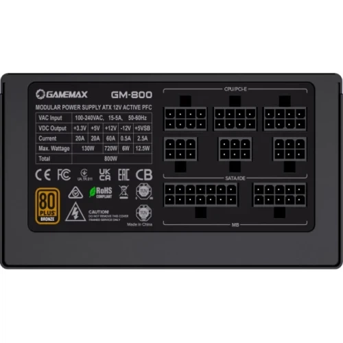 Блок живлення 800 Вт, GameMax GM-800, Black - зображення 12