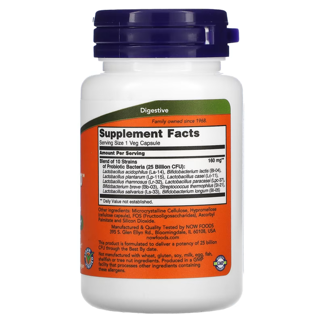 Пробиотики NOW Foods Probiotic-10 25 млрд 50 капсул - изображение 2