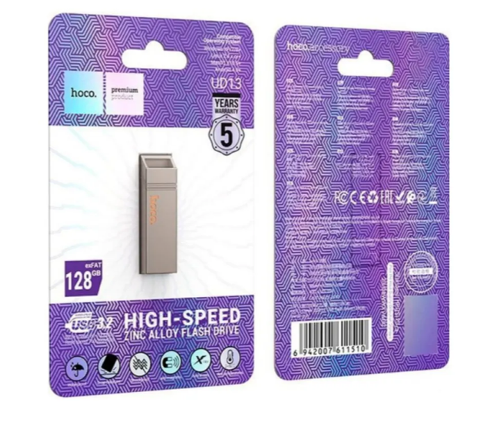 Флеш пам'ять USB 128 GB Hoco UD13 Clever USB 3.2 сірий - изображение 3