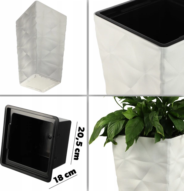 Donica wysoka ogrodowa na kwiaty Kadax Bando 30 cm Biała (K4174) - obraz 2