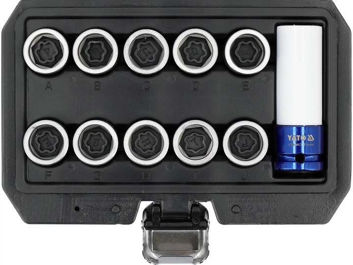 Zestaw nasadek Yato YT-060396 do śrub zabezpieczających TOYOTA 11 elementów (5906083120480) - obraz 2