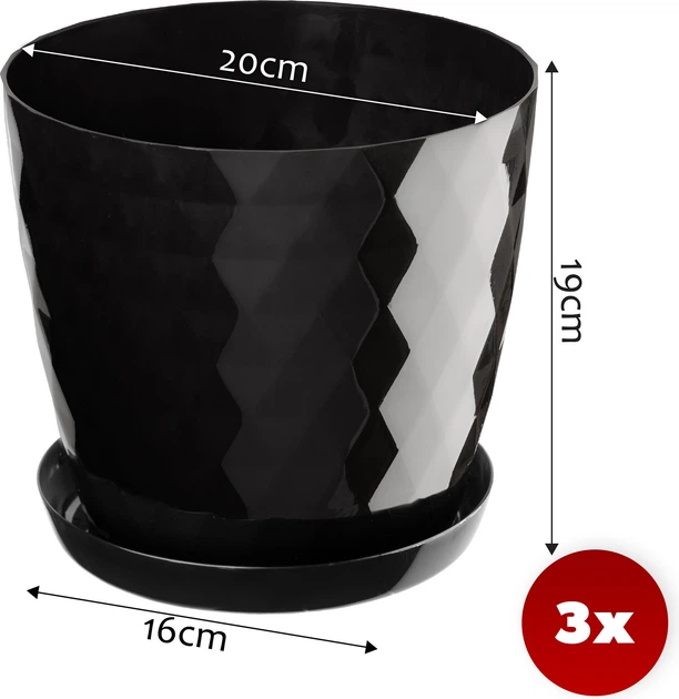Doniczka na kwiaty z podstawką Kadax Amily K8149 20 cm 3 szt. Czarna - obraz 5