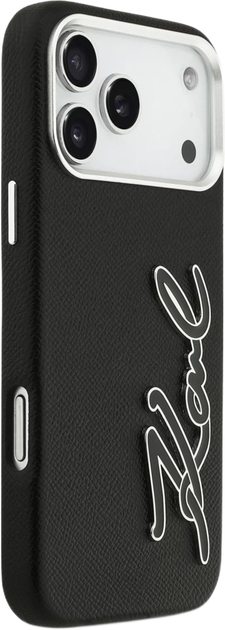 Панель Karl Lagerfeld FW Grained Signature Logo для Apple iPhone 17 Pro Max Black (KLHCP17XPGFKSRSK) - зображення 4