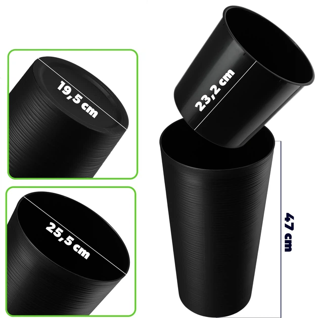 Квіткові горщики зі вставкою Kadax Lilia 19 см + 25 см + 30 см Чорні - зображення 4