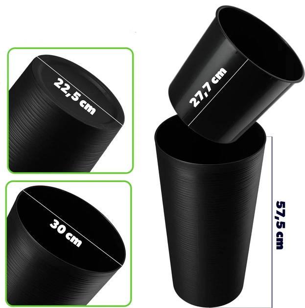 Квіткові горщики зі вставкою Kadax Lilia 19 см + 25 см + 30 см Чорні - зображення 5