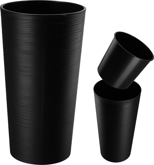 Квіткові горщики зі вставкою Kadax Lilia 19 см + 25 см + 30 см Чорні - зображення 7