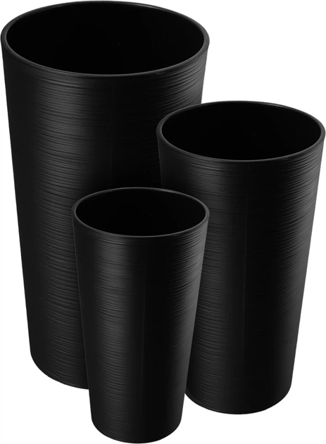 Квіткові горщики зі вставкою Kadax Lilia 19 см + 25 см + 30 см Чорні - зображення 8