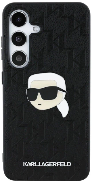 Etui Karl Lagerfeld Leather Monogram Pin Logo Karl Head do Samsung Galaxy S25 Black (3666339449797) - obraz 3