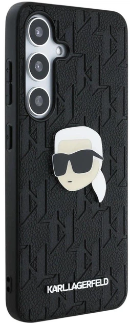 Etui Karl Lagerfeld Leather Monogram Pin Logo Karl Head do Samsung Galaxy S25 Black (3666339449797) - obraz 4