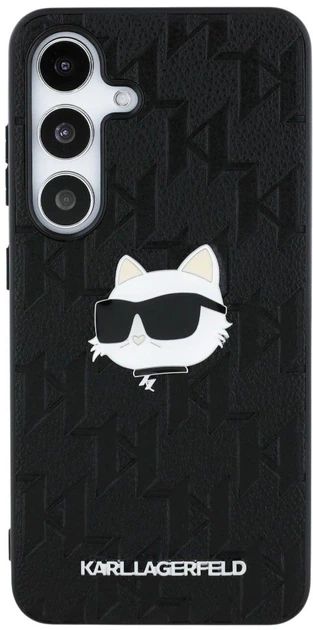Панель Karl Lagerfeld Leather Monogram Pin Logo Choupette Head для Samsung Galaxy S25 Black (3666339449827) - зображення 3