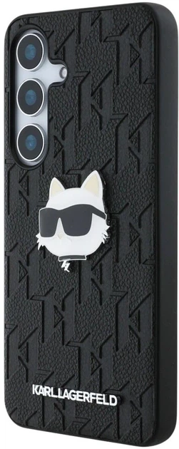 Панель Karl Lagerfeld Leather Monogram Pin Logo Choupette Head для Samsung Galaxy S25 Black (3666339449827) - зображення 2