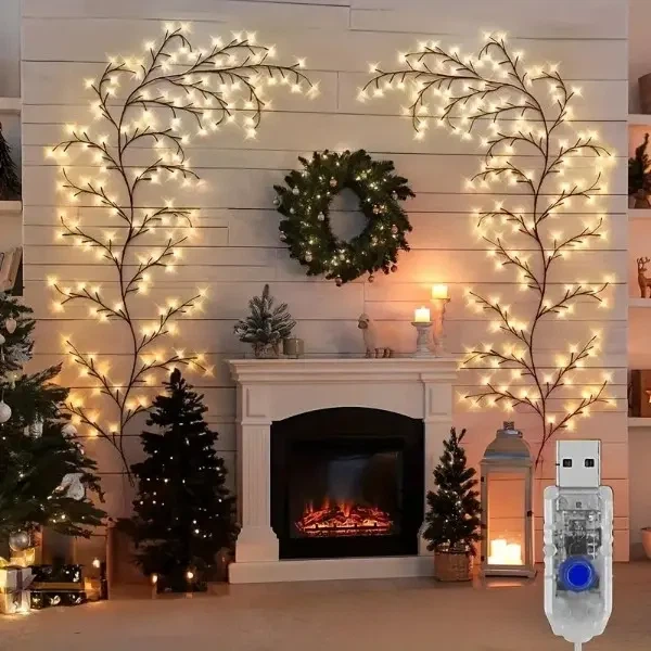 Гирлянда настенная Ветка 2,3 м 144 LED USB теплый свет 8 режимов - изображение 3