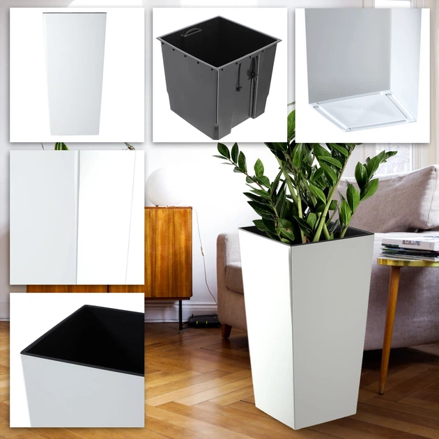 Donice na kwiaty z wkładem Kadax Masiera K8049 19 cm + 25 cm + 30 cm Białe - obraz 4