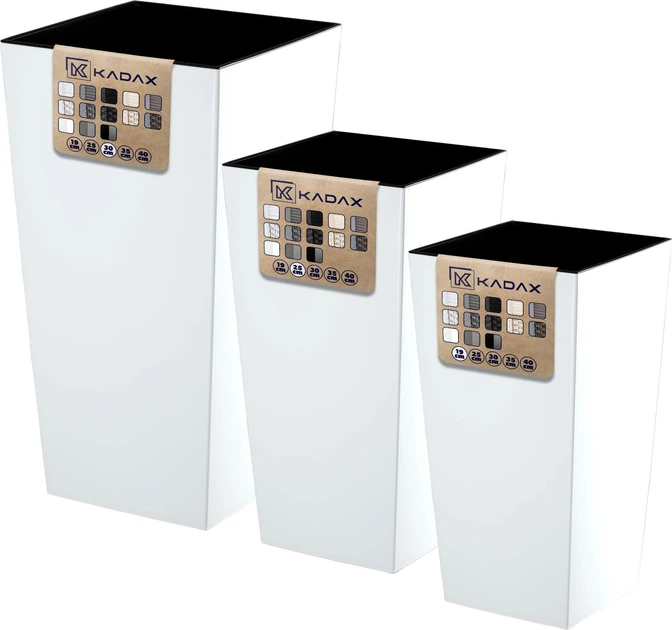 Donice na kwiaty z wkładem Kadax Masiera K8049 19 cm + 25 cm + 30 cm Białe - obraz 5