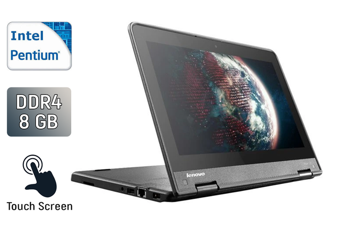 Нетбук-трансформер Lenovo ThinkPad Yoga 11e / 11.6" (1366x768) TN Touch / Intel Pentium Silver N5000 (4 ядра по 1.1 - 2.7 GHz) / 8 GB DDR4 / 256 GB SSD / Intel UHD Graphics 605 / WebCam / HDMI б/у - Фото 1 Нетбук-трансформер Lenovo ThinkPad Yoga 11e / 11.6" (1366x768) TN Touch / Intel Pentium Silver N5000 (4 ядра по 1.1 - 2.7 GHz) / 8 GB DDR4 / 256 GB SSD / Intel UHD Graphics 605 / WebCam / HDMI б/у - изображение 1