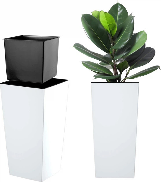 Donica na kwiaty z wkładem Kadax Masiera 30 cm Biała (K4232) - obraz 1