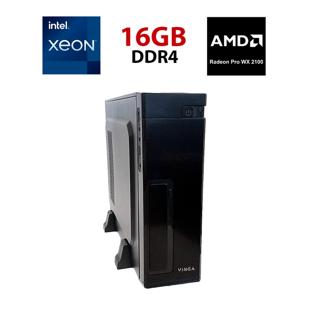 Рабочая станция Vinga CS302B SFF / Intel Xeon E5-2630 v3 (8 (16) ядер по 2.4 - 3.2 GHz) / 16 GB DDR4 / 256 GB SSD / AMD Radeon Pro WX 2100, 2 GB GDDR5, 64-bit / Unlock TB б/у - Фото 1 Рабочая станция Vinga CS302B SFF / Intel Xeon E5-2630 v3 (8 (16) ядер по 2.4 - 3.2 GHz) / 16 GB DDR4 / 256 GB SSD / AMD Radeon Pro WX 2100, 2 GB GDDR5, 64-bit / Unlock TB б/у - изображение 1