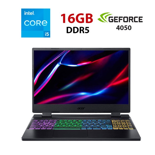 Ігровий ноутбук Acer Nitro 5 AN515-58-57NQ / 15.6" (1920x1080) IPS / Intel Core i5-12450H (8 (12) ядер по 3,3 - 4,4 ГГц) / 16 ГБ DDR5 / 240 ГБ SSD / nVidia GeForce RTX 4050, 6 ГБ GDDR6, 96-біт / WebCam б/в - Фото 1 Ігровий ноутбук Acer Nitro 5 AN515-58-57NQ / 15.6" (1920x1080) IPS / Intel Core i5-12450H (8 (12) ядер по 3,3 - 4,4 ГГц) / 16 ГБ DDR5 / 240 ГБ SSD / nVidia GeForce RTX 4050, 6 ГБ GDDR6, 96-біт / WebCam б/в - зображення 1