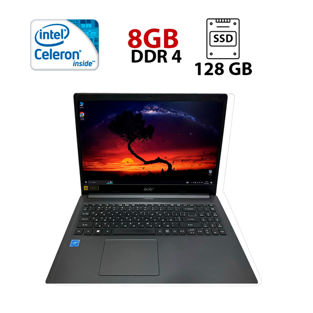 Ноутбук Acer Aspire A315-34 / 15.6" (1920x1080) TN / Intel Celeron N4020 (2 ядра по 1.1 - 2.8 GHz) / 8 GB DDR4 / 128 GB SSD M.2 / Intel UHD Graphics 600 / WebCam б/у - Фото 1 Ноутбук Acer Aspire A315-34 / 15.6" (1920x1080) TN / Intel Celeron N4020 (2 ядра по 1.1 - 2.8 GHz) / 8 GB DDR4 / 128 GB SSD M.2 / Intel UHD Graphics 600 / WebCam б/у - изображение 1