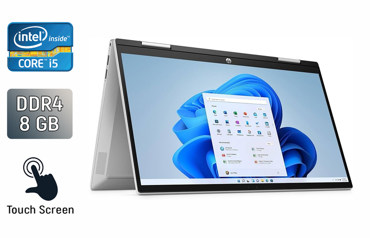 Ноутбук-трансформер Б-класс HP Pavilion x360 15-er0051nr / 15.6" (1920x1080) IPS Touch / Intel Core i5-1135G7 (4 (8) ядра по 2.4 - 4.2 GHz) / 8 GB DDR4 / 512 GB SSD / Intel Iris Xe Graphics / WebCam / TouchID / Windows 11 б/у - Фото 1 Ноутбук-трансформер Б-класс HP Pavilion x360 15-er0051nr / 15.6" (1920x1080) IPS Touch / Intel Core i5-1135G7 (4 (8) ядра по 2.4 - 4.2 GHz) / 8 GB DDR4 / 512 GB SSD / Intel Iris Xe Graphics / WebCam / TouchID / Windows 11 б/у - изображение 1