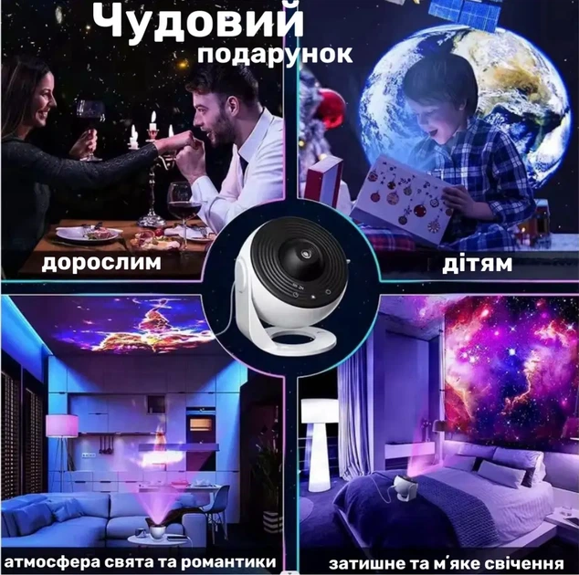 Ночник проектор звездного неба детский лазерный светильник 3д светодиодный ночной умный домашний планетарий 3d лампа галактика на потолке в детскую спальню для взрослых и детей с таймером выключения звездное небо - изображение 4