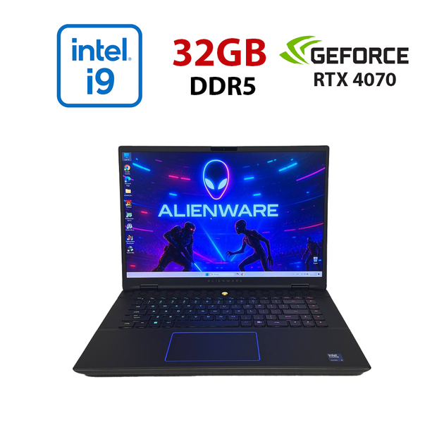 Ігровий ультрабук Б-класу Dell Alienware m16 R2 / 16" (2560x1600) IPS / Intel Core Ultra 9 185H (16 (22) ядер по 1,8 - 5,1 ГГц) / 32 ГБ DDR5 / 1000 ГБ SSD / nVidia GeForce RTX 4070, 8 ГБ GDDR6, 128-біт / WebCam б/в - Фото 1 Ігровий ультрабук Б-класу Dell Alienware m16 R2 / 16" (2560x1600) IPS / Intel Core Ultra 9 185H (16 (22) ядер по 1,8 - 5,1 ГГц) / 32 ГБ DDR5 / 1000 ГБ SSD / nVidia GeForce RTX 4070, 8 ГБ GDDR6, 128-біт / WebCam б/в - зображення 1