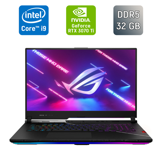 Ігровий ноутбук Asus ROG Strix G733ZW / 17,3" (2560x1440) IPS / Intel Core i9-12900H (14 (20) ядер по 3,8 - 5,0 ГГц) / 32 ГБ DDR5 / 1000 ГБ SSD / nVidia GeForce RTX 3070 Ti, 8 ГБ GDDR6X, 256-біт / HDMI / Windows 11 б/в - Фото 1 Ігровий ноутбук Asus ROG Strix G733ZW / 17,3" (2560x1440) IPS / Intel Core i9-12900H (14 (20) ядер по 3,8 - 5,0 ГГц) / 32 ГБ DDR5 / 1000 ГБ SSD / nVidia GeForce RTX 3070 Ti, 8 ГБ GDDR6X, 256-біт / HDMI / Windows 11 б/в - зображення 1