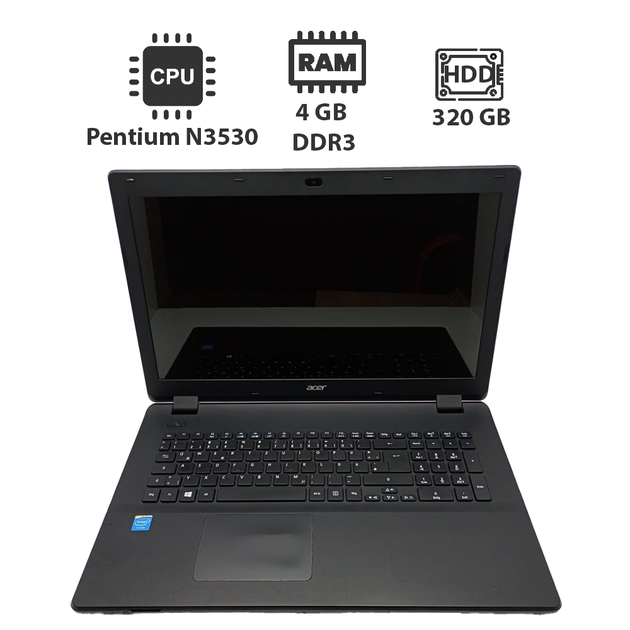 Ноутбук Acer ES1 / 15.6" (1366x768) TN / Intel Pentium N3530 (4 ядра по 2.16 - 2.58 GHz) / 4 GB DDR3 / 320 GB HDD / Intel HD Graphics / WebCam б/у - Фото 1 Ноутбук Acer ES1 / 15.6" (1366x768) TN / Intel Pentium N3530 (4 ядра по 2.16 - 2.58 GHz) / 4 GB DDR3 / 320 GB HDD / Intel HD Graphics / WebCam б/у - изображение 1