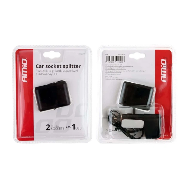 Розгалужувач прикурювача AMiO SOC1 3+1 USB (01029) - Фото 2 Розгалужувач прикурювача AMiO SOC1 3+1 USB (01029) - зображення 2