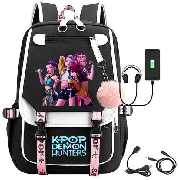 黒ピンク　リボンホルターネック Рюкзак портфель шкільний Кпоп Мисливиці на демонів KPop Demon